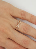 Infinity Minimalist Engagement Ring 1ct Round Cut Diamond 14k Rose Gold Finish