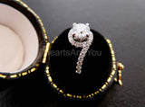 2.4ct Round Cut Moissanite Swirl Twist Engagement Ring 14k White Gold Plated