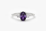 0.2ct Oval Cut Simulated Purple Amethyst Three Stone Ring 14k Yellow Gold Plated