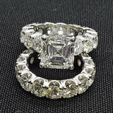6Ct Asscher Cut Diamond Bridal Set Eternity Engagement Ring 14K White Gold Over