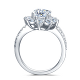 2.3ct Round Cut Diamond Sunflower Design Engagement Ring 14k White Gold Finish