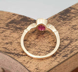 2.3ct Engagement Ring Oval Cut Pink Ruby Diamond Accent 14k Yellow Gold Finish