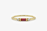 0.3ct Engagement Ring Baguette Cut Pink Ruby Minimalist 14k Yellow Gold Finish
