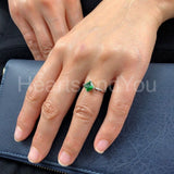 0.5ct Princess Simulated Emerald Solitaire Engagement Ring 14k White Gold Plated