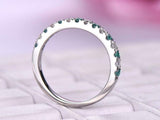 1ct Round Green Emerald Alternate Diamond Anniversary Band 14k White Gold Finish