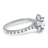 2.5ct Round Cut Diamond Engagement Ring Halo Floral Solitaire 14k WhiteGold Over