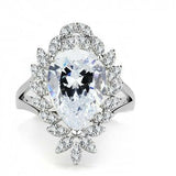 4Ct Pear Cut Diamond Split Band Cocktail Engagement Ring 14K White Gold Finish