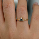 0.4ct Trillion Cut Black Diamond Engagement Ring 14k Yellow Gold Over Minimalist