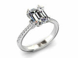 2ct Emerald Cut Diamond Engagement Ring Solitaire with Accent 14k WhiteGold Over