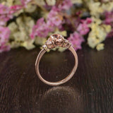 2ct Oval Cut Morganite Leaf Marquise Accent Engagement Ring 14k Rose Gold Finish