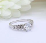 2ct Oval Cut Diamond Engagement Ring Vintage Leaf Accent 14k White Gold Finish