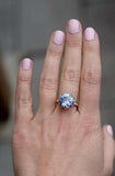 2ct Engagement Ring Round Cut Blue Tanzanite Crown Design 14k Rose Gold Finish