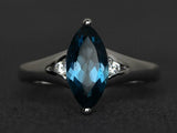 2.3ct Engagement Ring Marquise London Blue Topaz Trilogy 14k White Gold Finish
