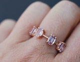 2.5ct Oval Peach Morganite 4 Stone Minimalist Engagement Ring 14k Rose Gold Over