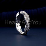 0.5ct Round Cut Moissanite Infinity Twisted Pave Set Band 14k White Gold Plated