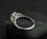2.2ct Round Cut Moissanite Three Stone Engagement Ring 14k White Gold Plated