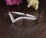0.5ct Round Cut Moissanite V Shaped Half Eternity Wed Band 14k White Gold Plated