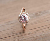 1.7ct Round Cut Peach Morganite Engagement Ring Split Shank 14k Rose Gold Finish