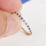 0.3ct Round Cut Simulated Sapphire Minimalist Wedding Band 14k White Gold Plated