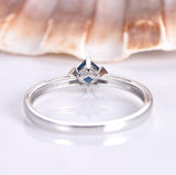 0.5ct Princess Cut Blue Sapphire Stacking Engagement Ring 14k White Gold Finish