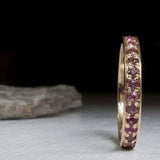 2.4ct Wedding Band Round Cut Red Garnet Stackable Eternity 14k Yellow Gold Over