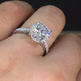 2.2ct Round Cut Moissanite Hidden Halo Engagement Ring 14k White Gold Plated