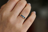 1.3ct Baguette Blue Sapphire Engagement Ring 14k Yellow Gold Finish Stylish Iced