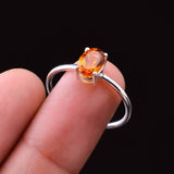 0.5ct Engagement Ring Oval Cut Yellow Citrine Solitaire 14k White Gold Finish