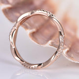 Infinity Twist Design Wedding Ring Band 1ct Round Cut Diamond 14k Rose Gold Over