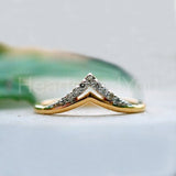 0.15ct Round Cut Moissanite Crown Curved Engagement Ring 14K White Gold Plated