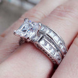 3ct Princess Cut Diamond Bridal Wedding Set Ring Band 14k White Gold Finish