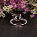 1ct Emerald Cut Peach Morganite Solitaire Engagement Ring 14k White Gold Finish