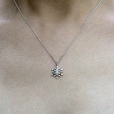 0.6ct Round Cut Diamond Snowflake Design Pendant with Chain 14k White Gold Over