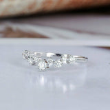 0.8ct Round Cut Diamond Wedding Band Curved Half Eternity 18k White Gold Finish