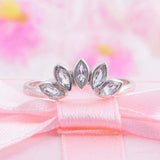 1.5ct Marquise Cut Blue Aquamarine Engagement Ring Five Stone 14k WhiteGold Over