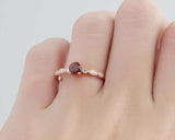 1ct Round Cut Red Garnet Engagement Ring Solitaire with Accent 14k RoseGold Over