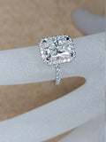 2.2ct Radiant Cut Simulated Diamond Halo Engagement Ring 14k White Gold Plated