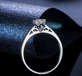 0.5Ct Round Cut Diamond Petite Solitaire Engagement Ring 14K White Gold Finish