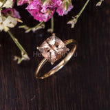 1ct Cushion Cut Simulated Morganite Solitaire Engage Ring 14k Rose Gold Plated