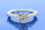 1.5ct Round Cut Diamond Solitaire with Accent Filigree Ring 14k WhiteGold Finish
