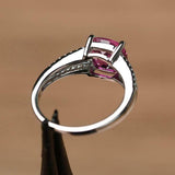 2.2ct Engagement Ring Cushion Cut Pink Ruby Split Shank 14k White Gold Finish