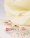 1ct Round Cut Pink Sapphire Open Bypass Design Engagement Ring 14k RoseGold Over