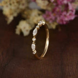 1ct Marquise Diamond Wedding Band Half Eternity Stackable 14k Yellow Gold Finish