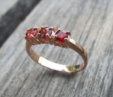1.5ct Round Cut Red Garnet Engagement Ring Solitaire Trilogy 14k RoseGold Finish