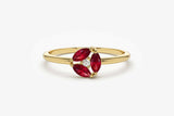 0.4ct Engagement Ring Marquise Cut Ruby Cluster Minimalist 14k YellowGold Finish