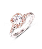 2.1ct Round Cut Moissanite Accented Halo Engagement Ring 14k Dual Gold Plated