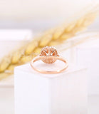 1ct Round Cut Simulated Peach Morganite Art Deco Halo Ring 14k Rose Gold Plated