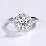 Halo Solitaire Engagement Ring 2ct Round Cut VVS1D Diamond 14k White Gold Finish