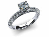 1.7ct Round Cut Diamond Milgrain Solitaire Engagement Ring 14k White Gold Finish