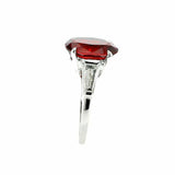 4ct Cushion Cut Red Garnet Engagement Ring Baguette Accent 14k White Gold Finish